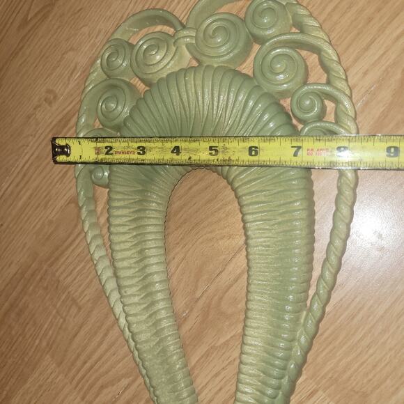 Vtg 70s Avacado Green Wall Sconce Candle Holder Rattan MCM Hollywood Regency - Picture 6 of 7